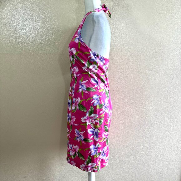 Jones NY Vtg 2000s Pink Floral Halter Summer Dress - Picture 4 of 5